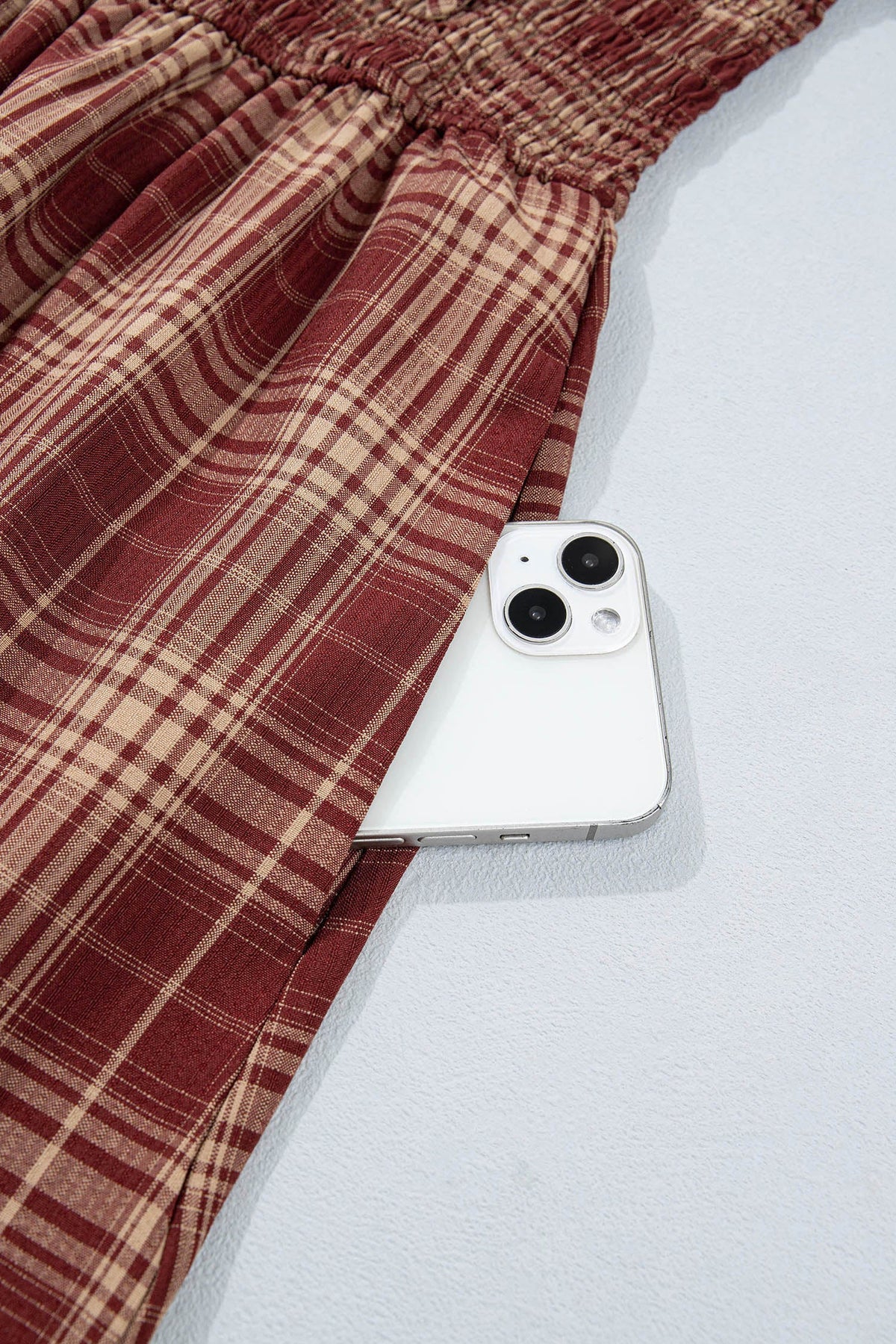 Plaid Knot Front Midi Dress