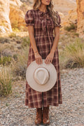 Plaid Knot Front Midi Dress