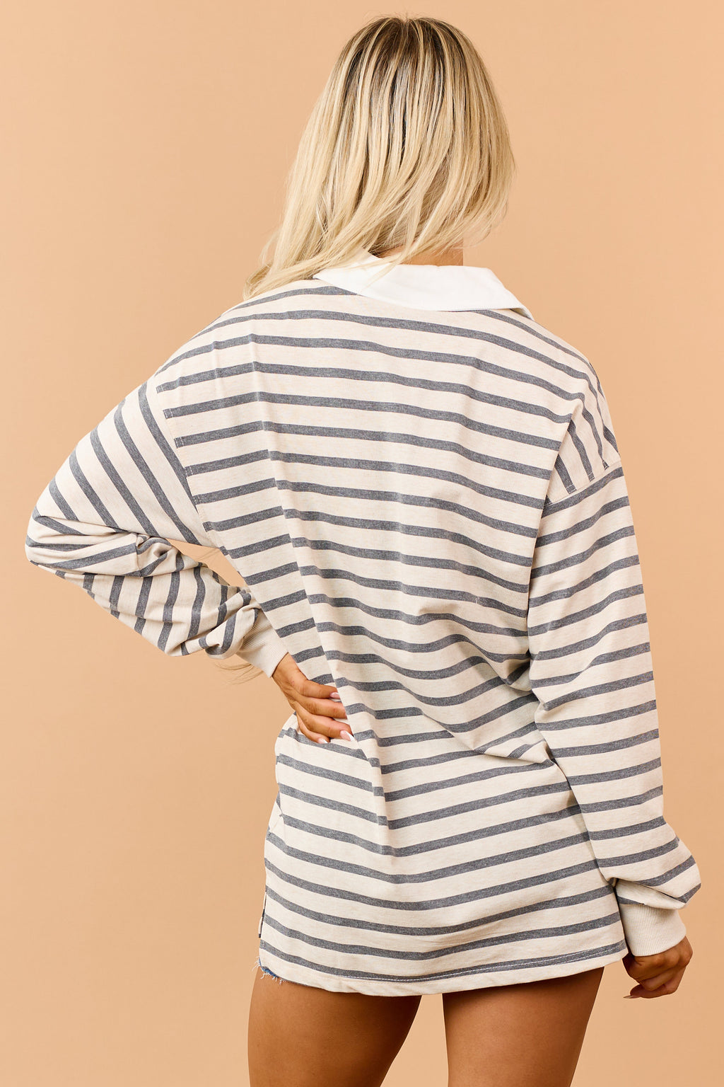 Striped Polo Long Sleeve Top