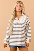 Striped Polo Long Sleeve Top