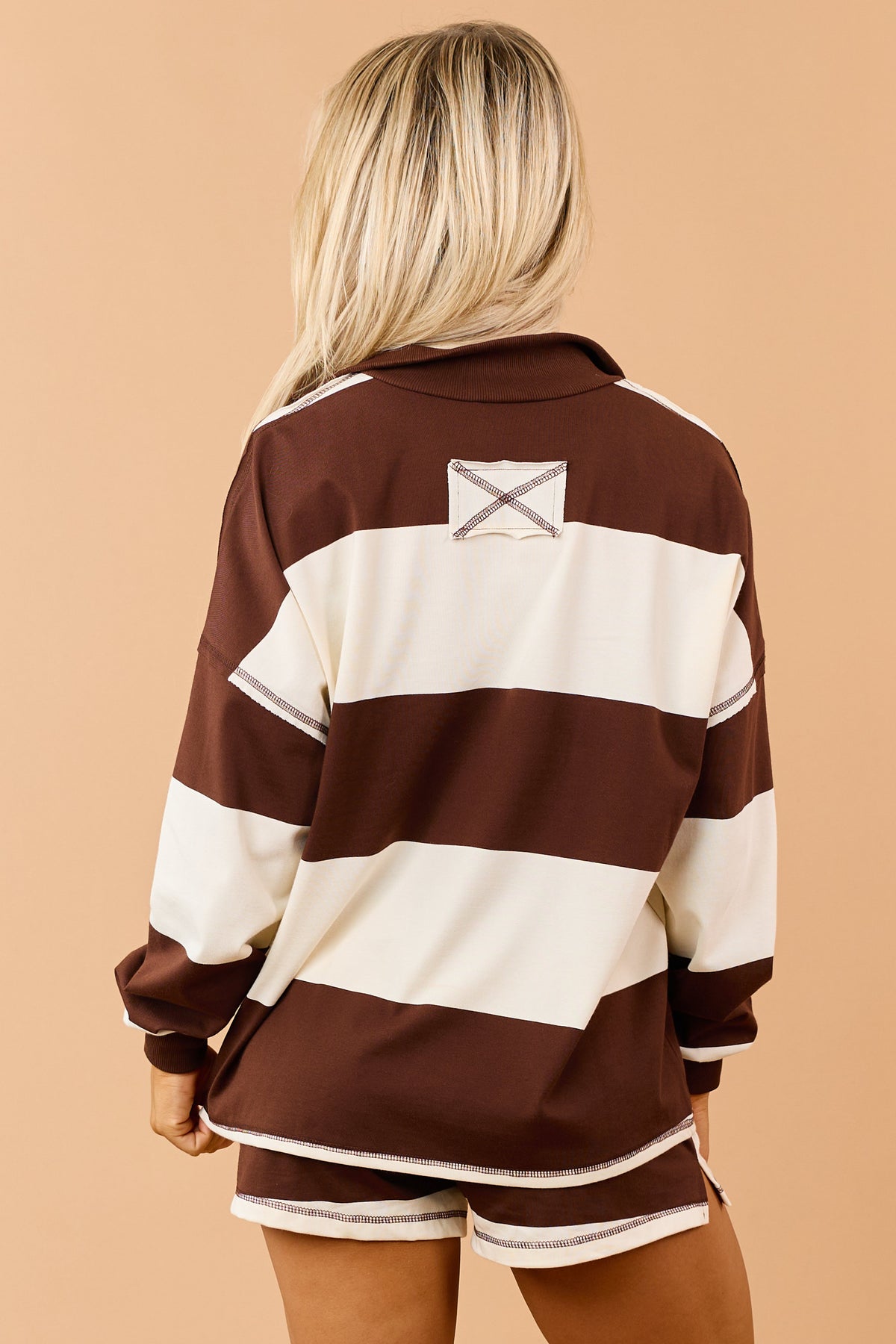 Striped Half Zip Knit Top