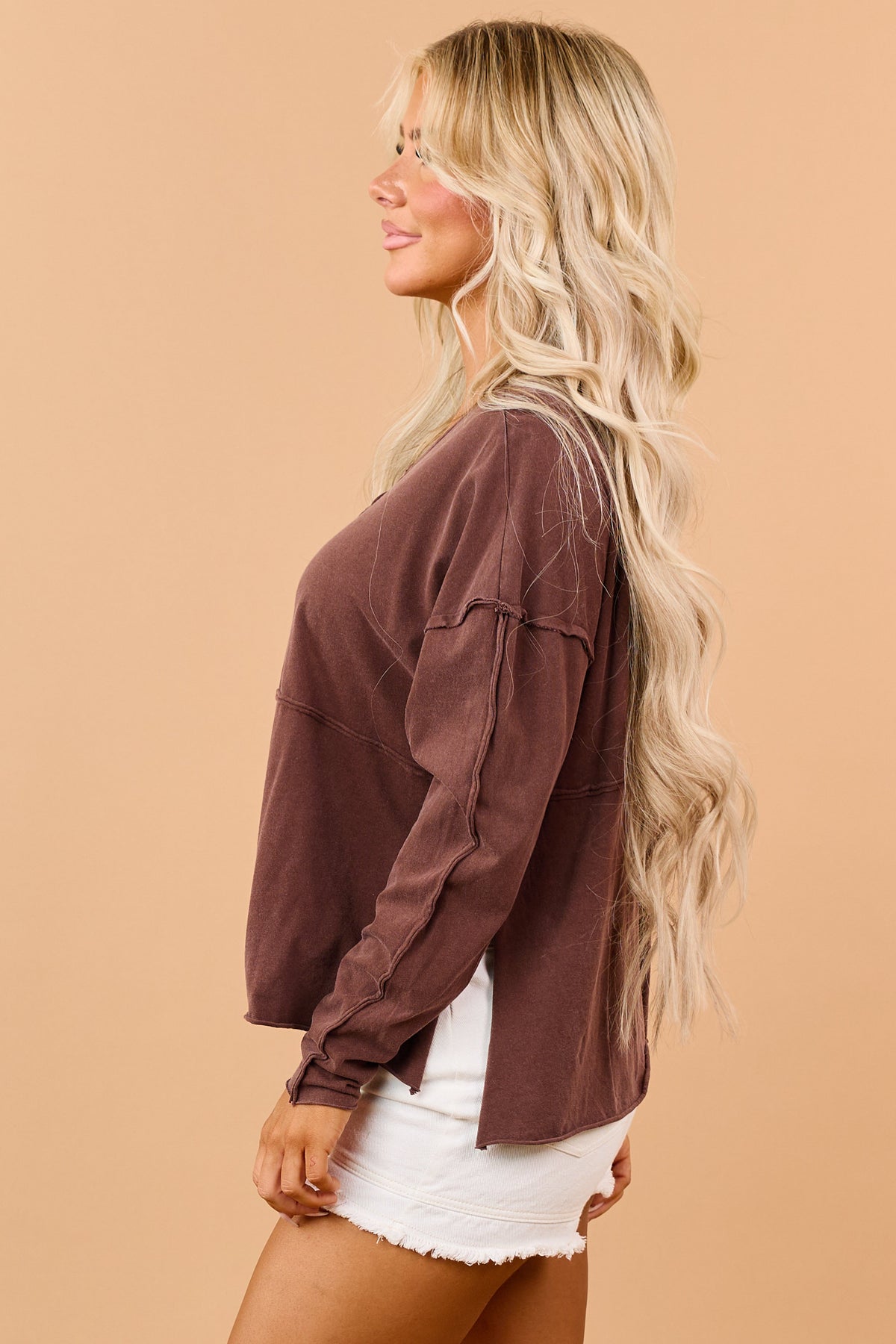Raw Seam Henley Top