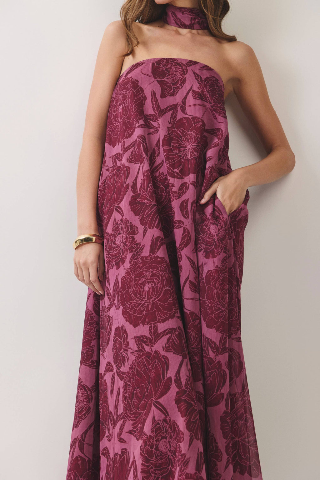 Floral Strapless Maxi Dress
