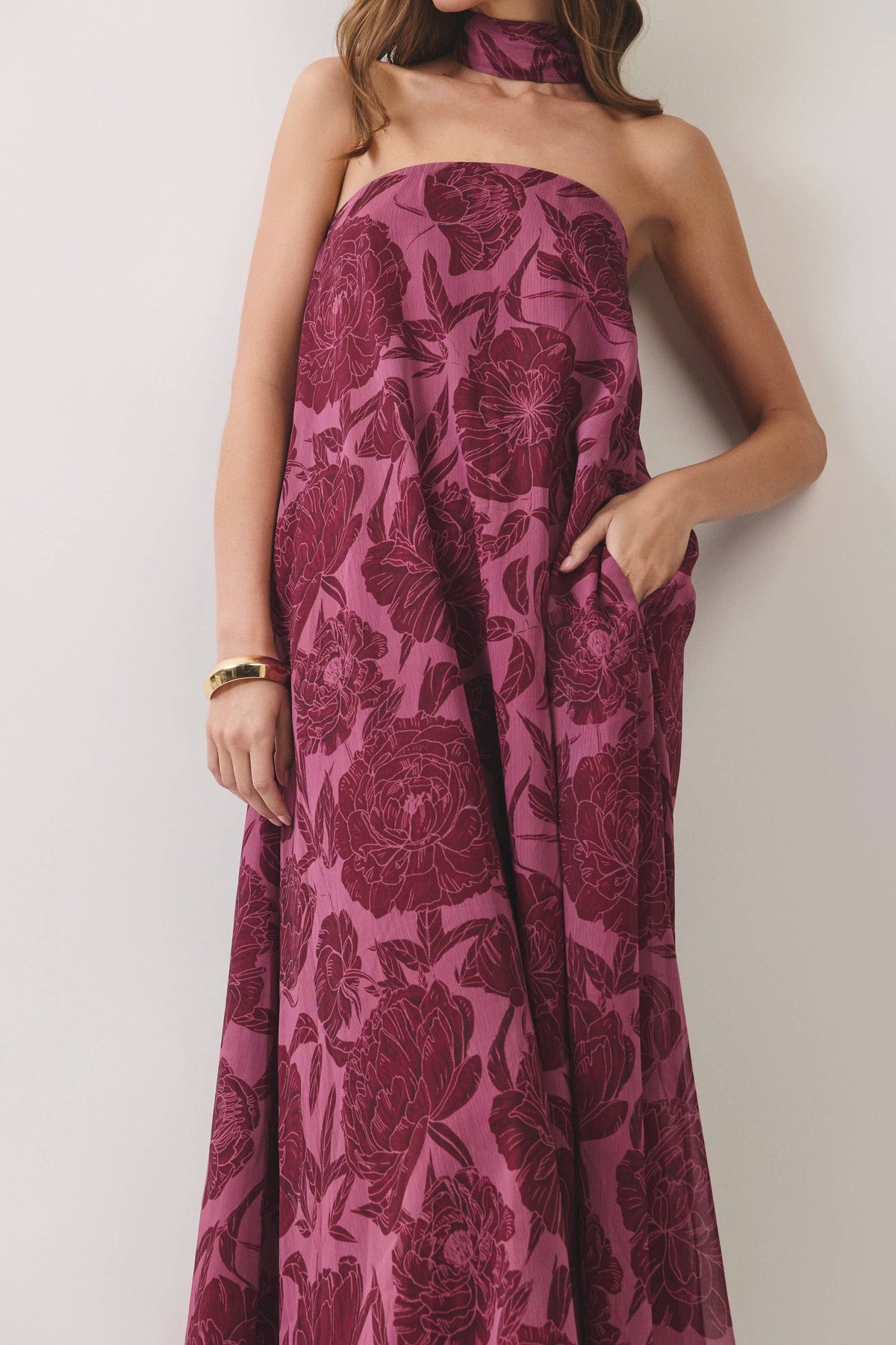 Floral Strapless Maxi Dress