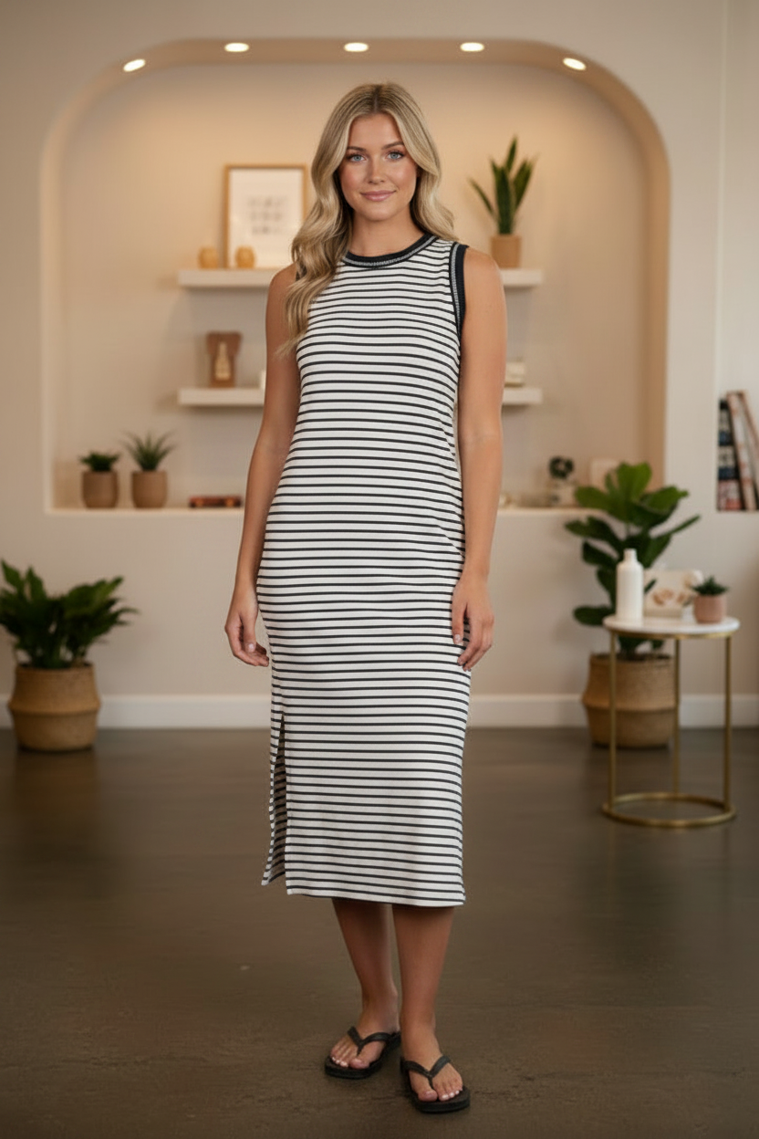 Striped Knit Midi Dress