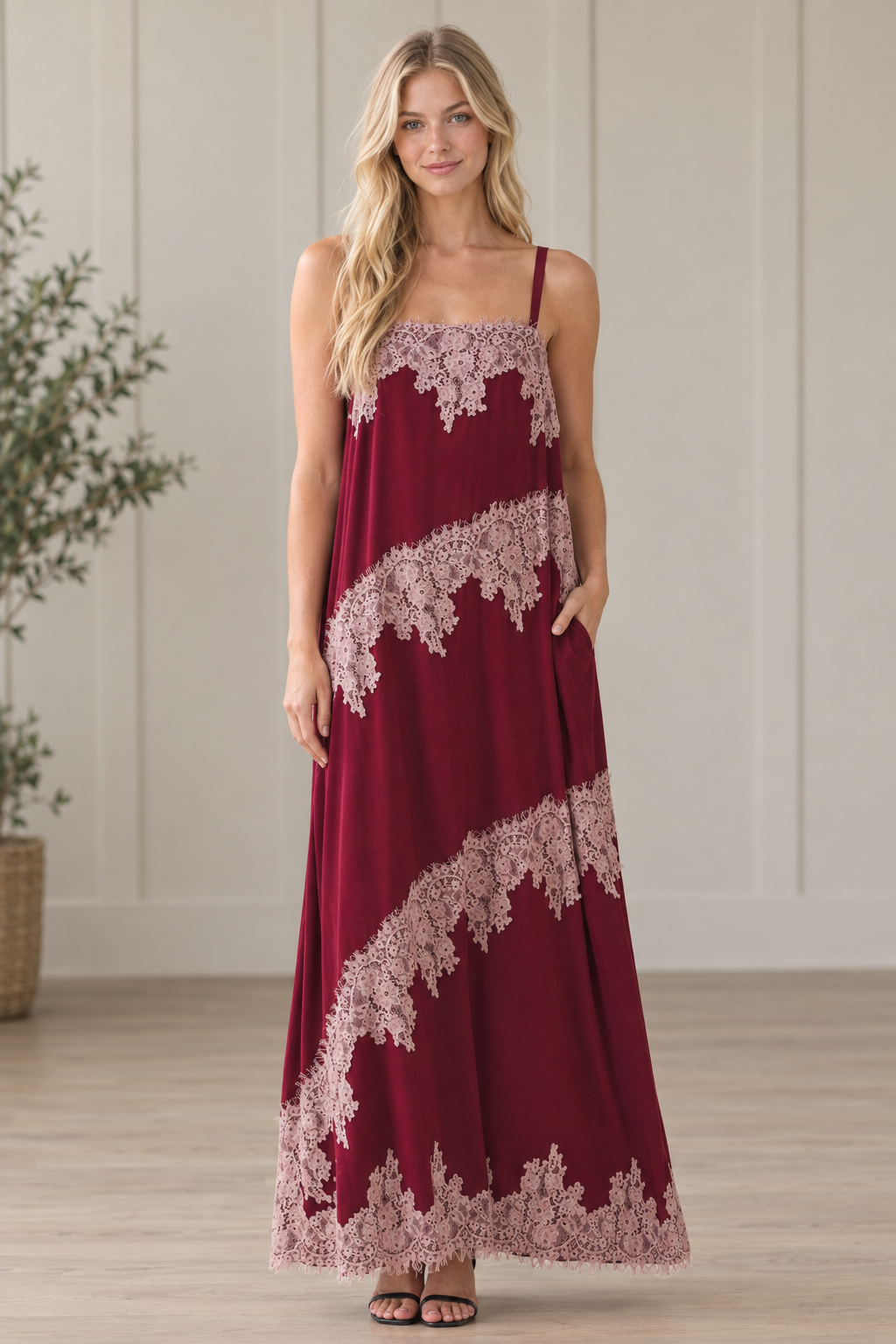 Lace Trim Maxi Dress