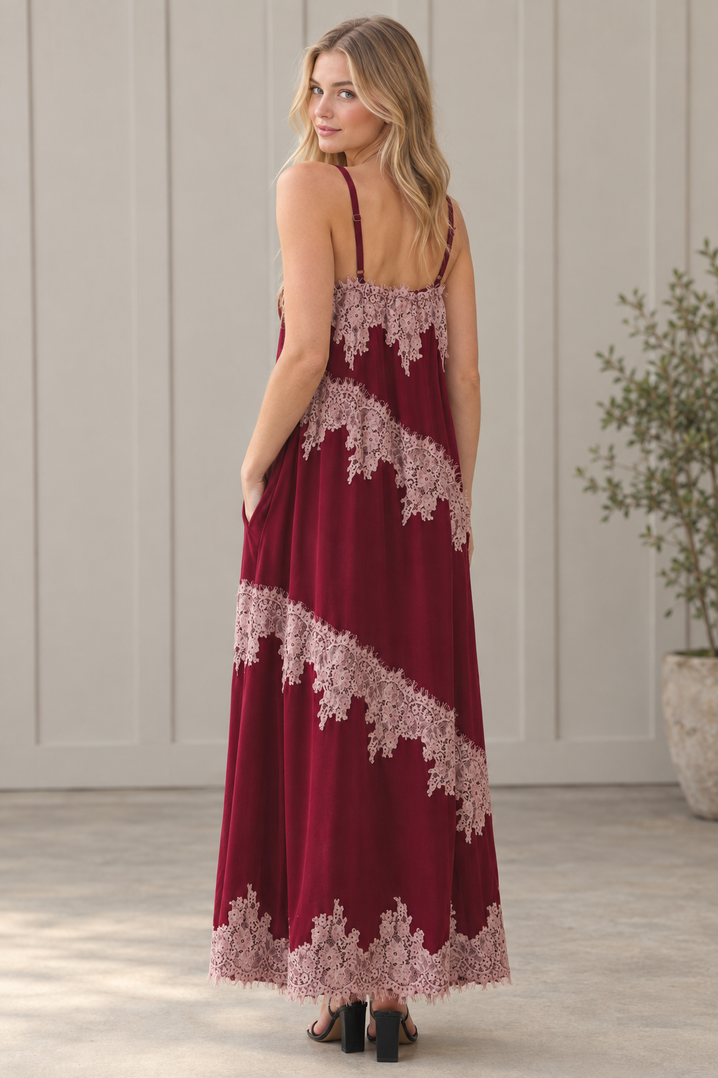 Lace Trim Maxi Dress