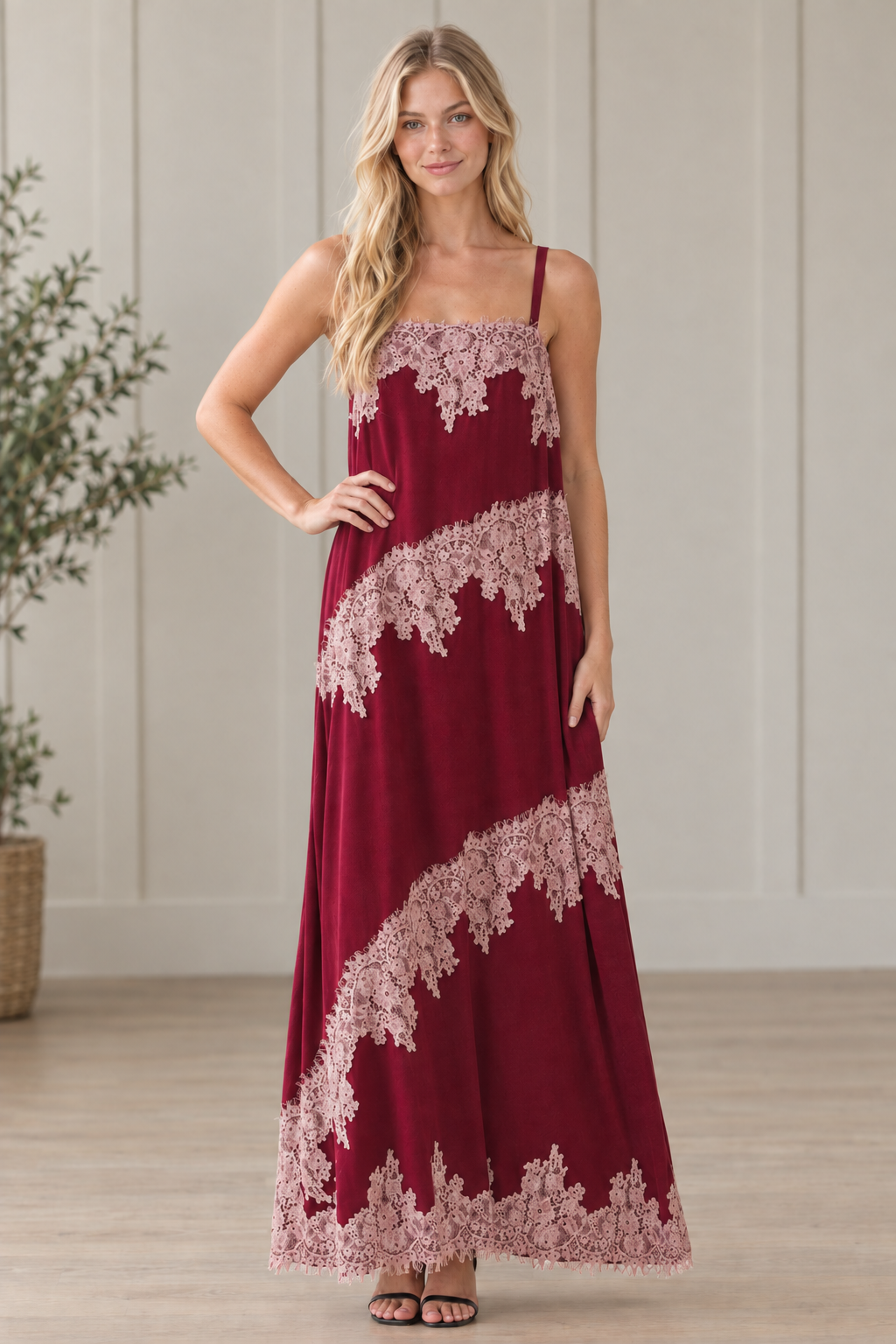 Lace Trim Maxi Dress