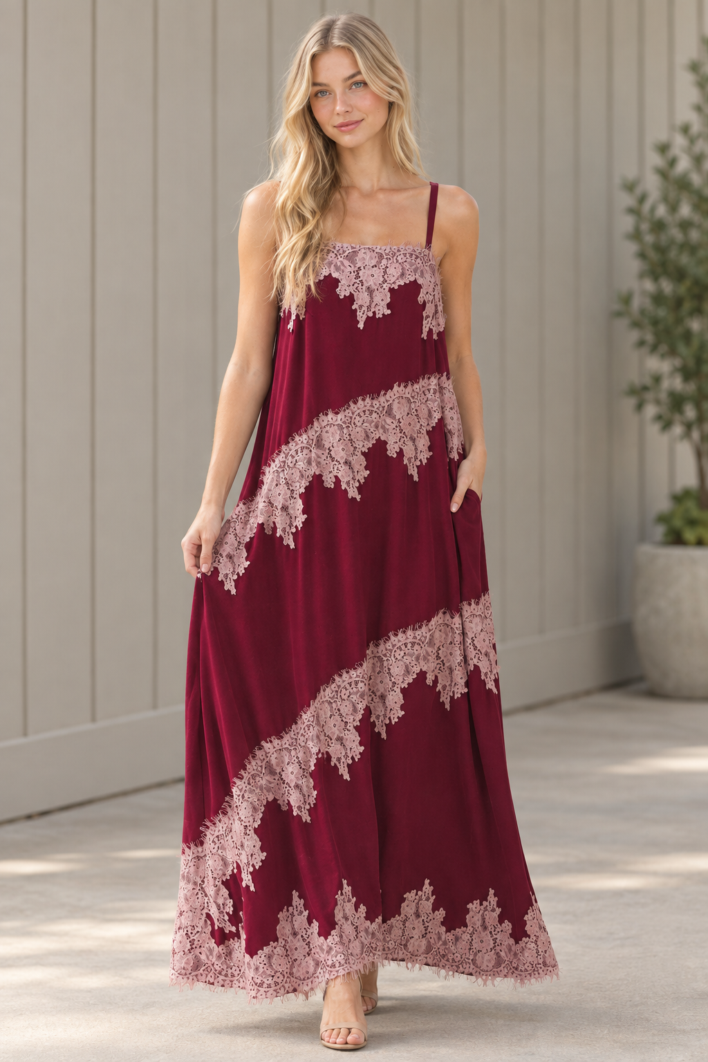 Lace Trim Maxi Dress