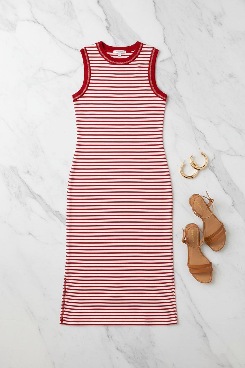 Striped Knit Midi Dress