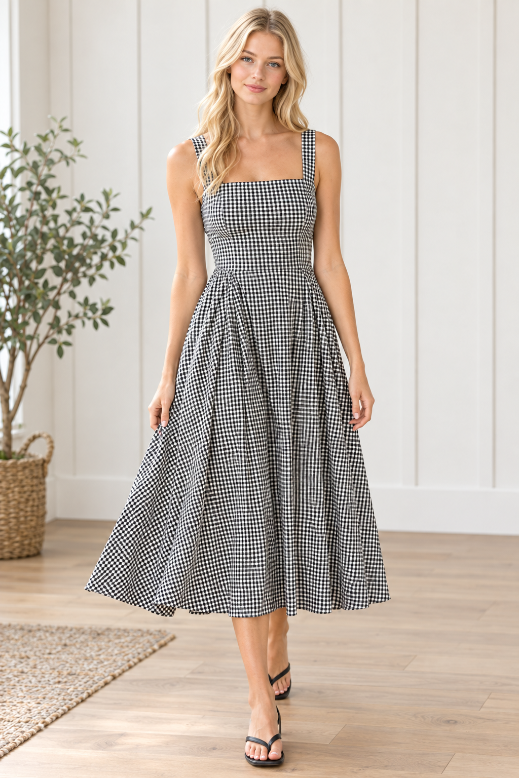 Gingham Bow Back Midi Dress