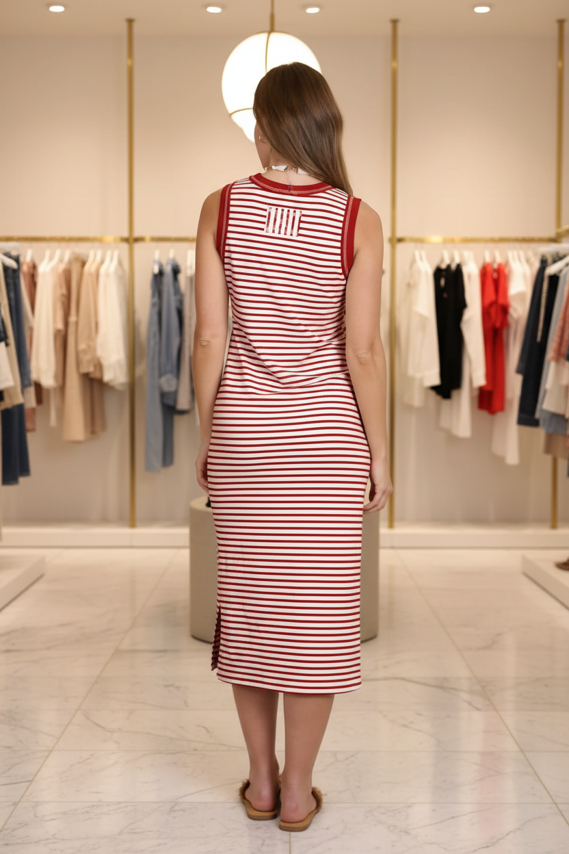Striped Knit Midi Dress